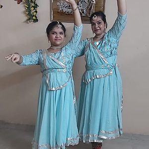 Sky Blue Georgette Brocade Anarkali