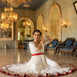 White Brocade Georgette Anarkali